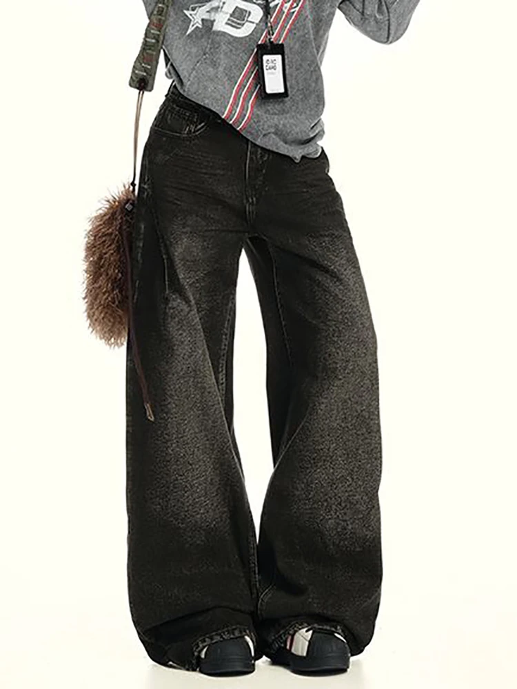 

High Streets Jeans for Women New American Wide Leg Denim Pants Loose Trendy Trousers