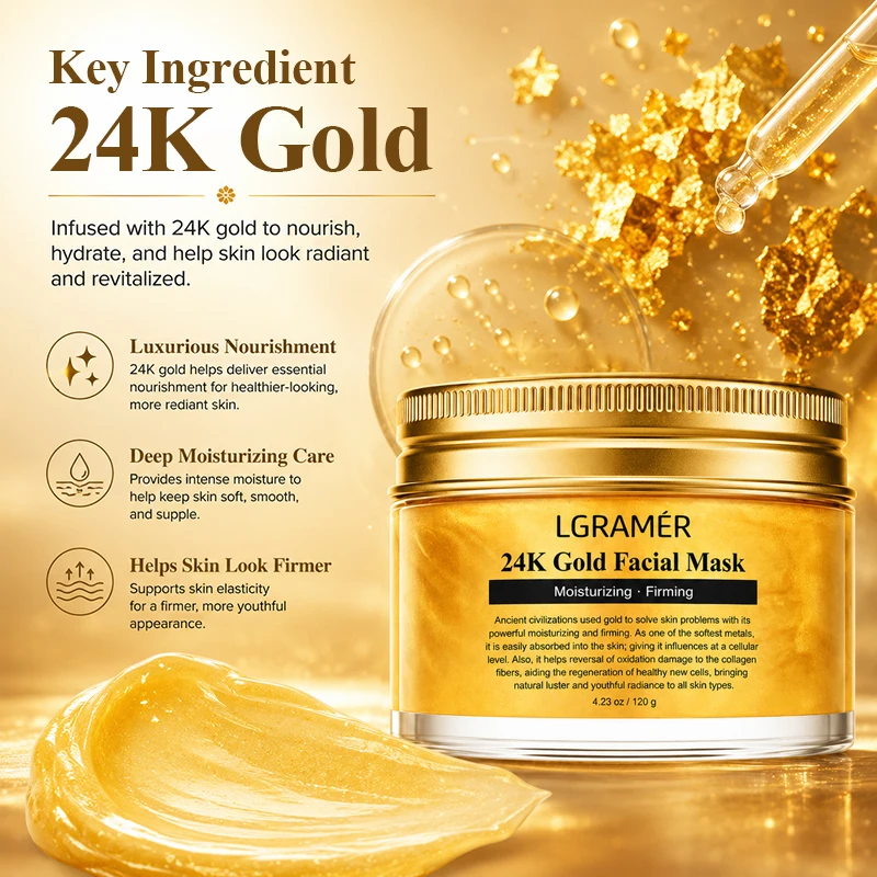 24K Gold Face Cream Mask Hydrating Firming Smear Tear Off  Mask Anti‑oxidation Repair Brightening Facial Skin Care For Daily Use