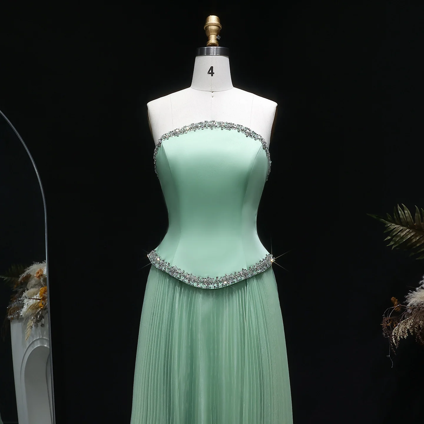 Sharon Said Damen Formelle A-Linien Abendkleider Trägerlos Pailletten Perlen Elegant Arabische Partykleider SS789 Maßanfertigung – Detail 5