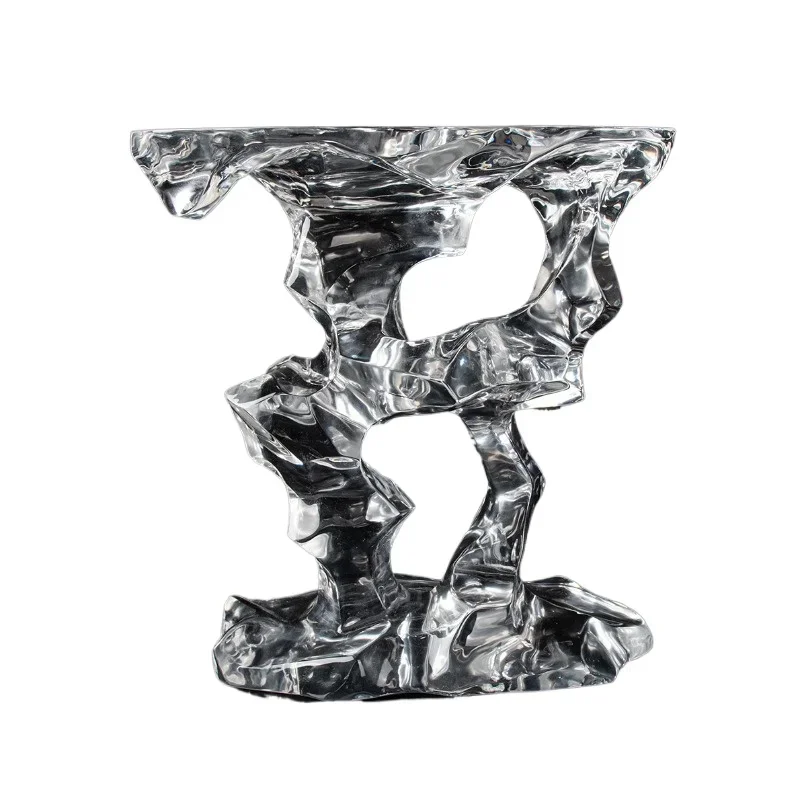 Acrylic small sculpture furniture decorative flowing water style Taihu stone bedside table