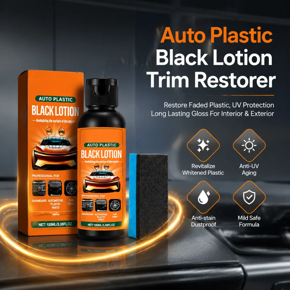 100ml Auto Plastic Restorer Car Interior Exterior Rubber Trim Revitalizer UV Protection For Dashboard Door Panel Tire Bumper