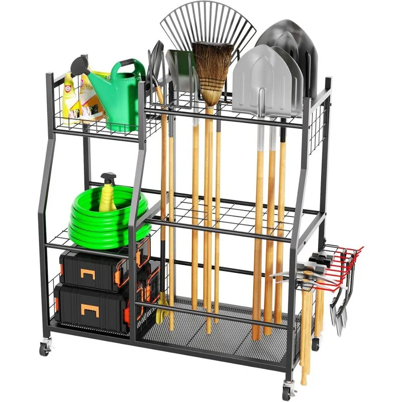 Garden Tool Storage, Garage Freestanding Tool Storage Rack Tool Rack, Long Handle  Garden Storage Rack