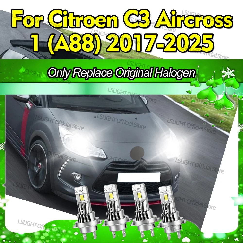 2/4x CSP 3570 LED Headlights 6000K Bulbs 30000LM HeadLamp 12V For Citroen C3 Aircross 1 (A88) 2017-2025 2018 2019 2020 2021 2022