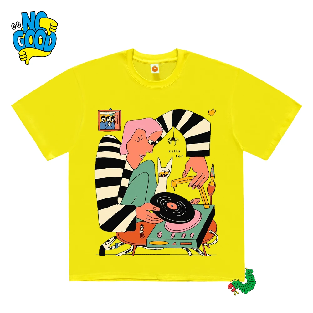

Interesting Soul Cartoon Hip Hop Design Summer Pure Cotton Short Sleeve T-Shirt Fashionable Youth Commute Casual Cartoon Illu...