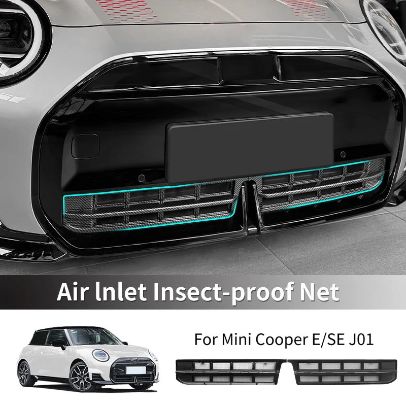 Car Lower Bumper Anti Insect Net Front Grille Mesh Cover Air Inlet Vent Panel For Mini Electric Cooper E/SE J01 EV Accessories