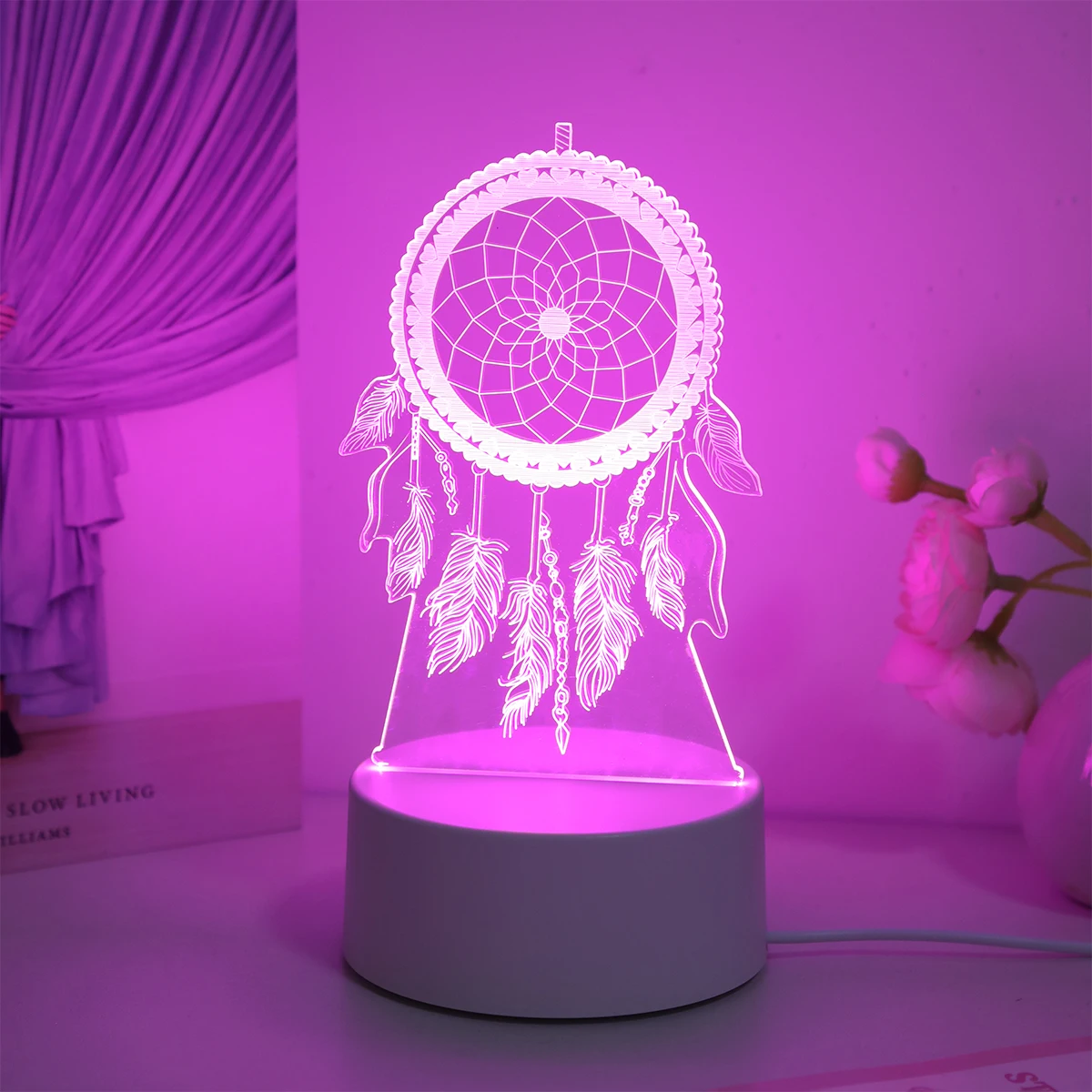 Dreamcatcher 3D Night Light, Colorful Gradient Atmosphere Night Light, LED Home Decoration Night Light, Suitable for Bedroom