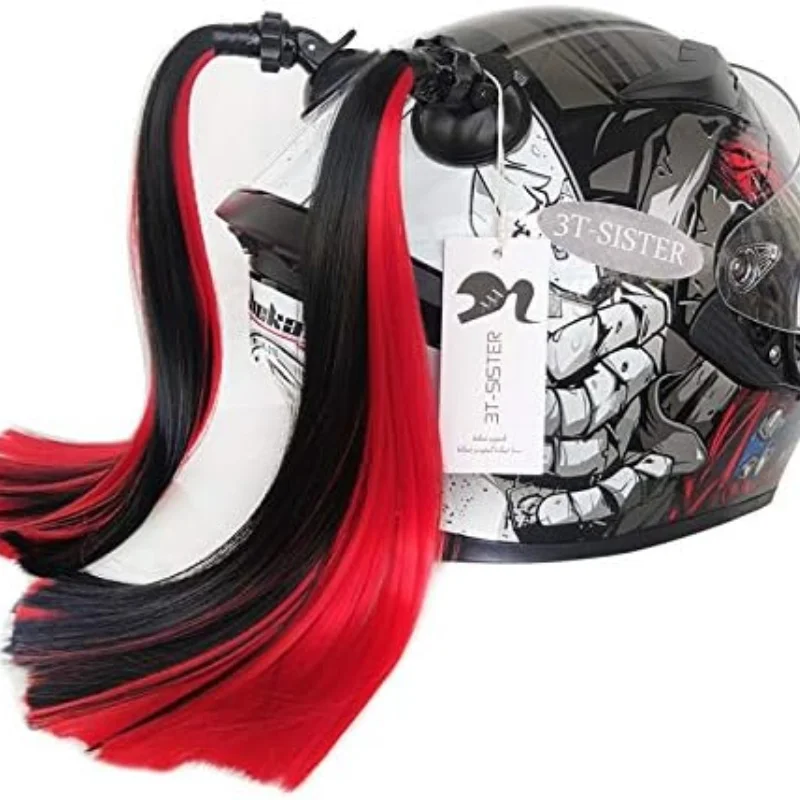 WINGTKP Motorcycle Helmet Decoration Short Ponytail Unisex Helmet With Braids For Both Men And Women Double Ponytail Decoration