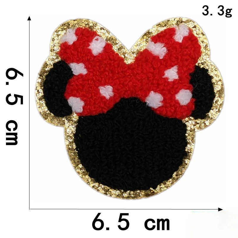 Disney Mickey naszywka do prasowania Cartoon Cake Donut Chenille haftowana naszywka na ubrania aplikacja niestandardowa naklejka na ręcznik na czapki torby