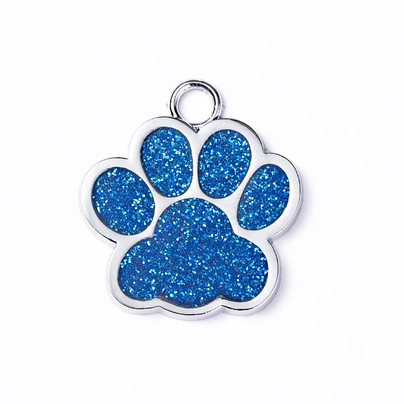 Wholesale 10Pcs Paw Blank Decoration Color Dog Pet Id Tags Anti-loss Plate Alloy Lable Keryrings Accessories