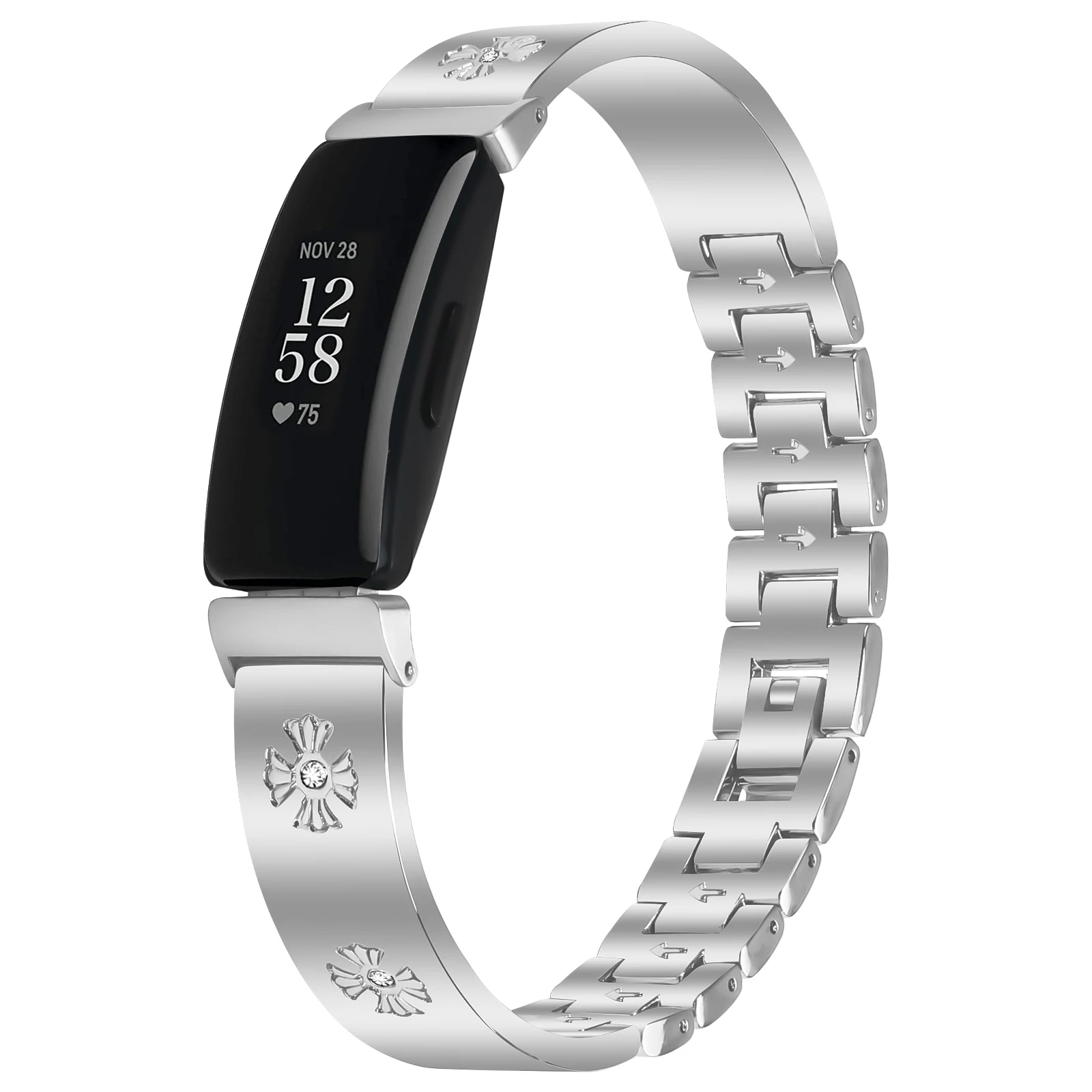 Stainless Steel Strap for Fitbit inspire / inspire hr Smart Bracelet band Metal Daisy Pattern for fitbit inspire ace 2 Wristband