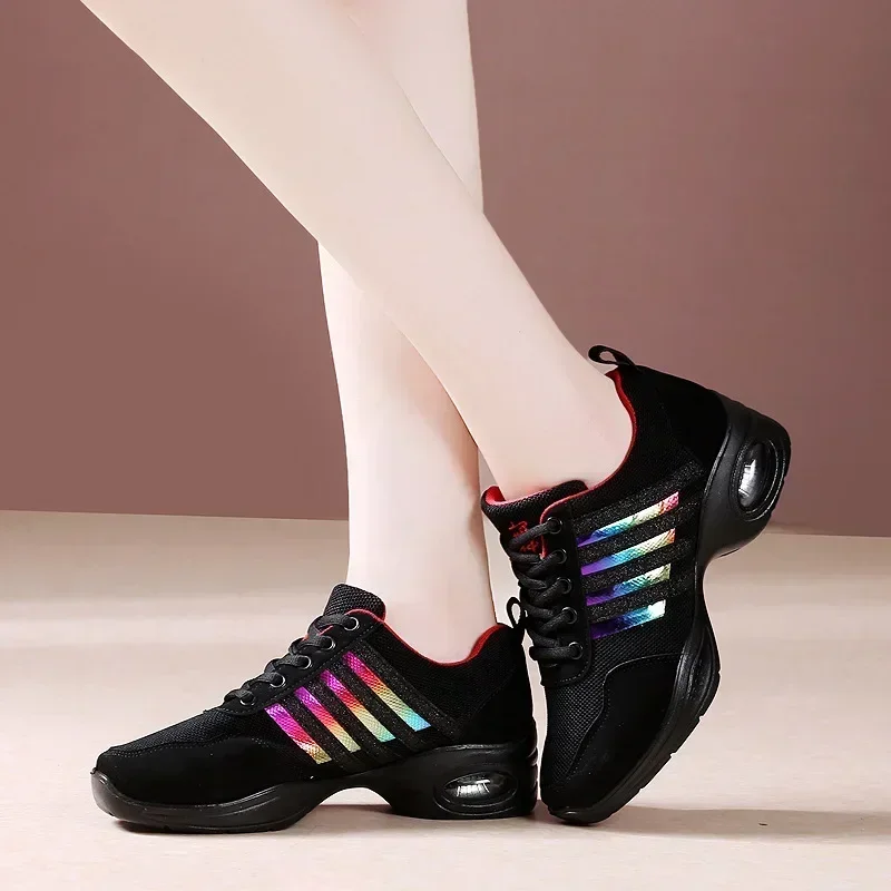 Zapatos informales transpirables para mujer, zapatos de baile ligeros y cómodos con suela suave para danza moderna, danza cuadrada, zapatos marinos