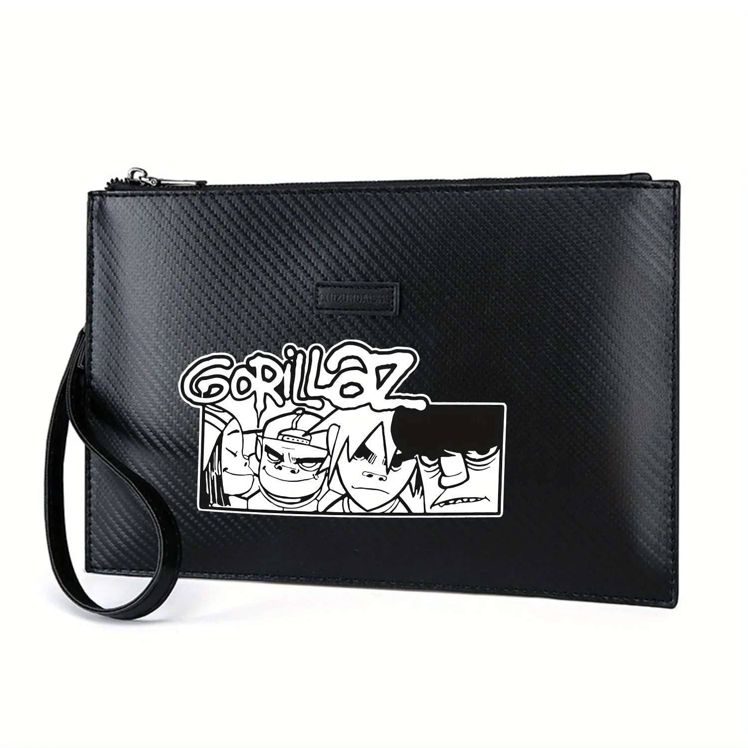 Band faces black and white logo design Elegant Printed PU Men's Handbag Fashionable and Practical for Everyday Carry