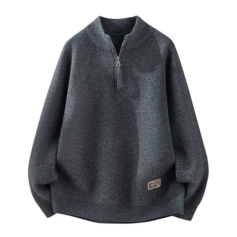 

2025 New Men's Mid-Ne Knitted Sweater f-Zip Base irt Casual Sle Winter Warm Elastic Youthful Inner Wear for Teens