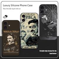 Cool Nikola Tesla portrait Phone Case For iPhone 17 16 15 14 13 12 X XR XS 8 Plus Mini Pro Max Soft black Shockproof Cover