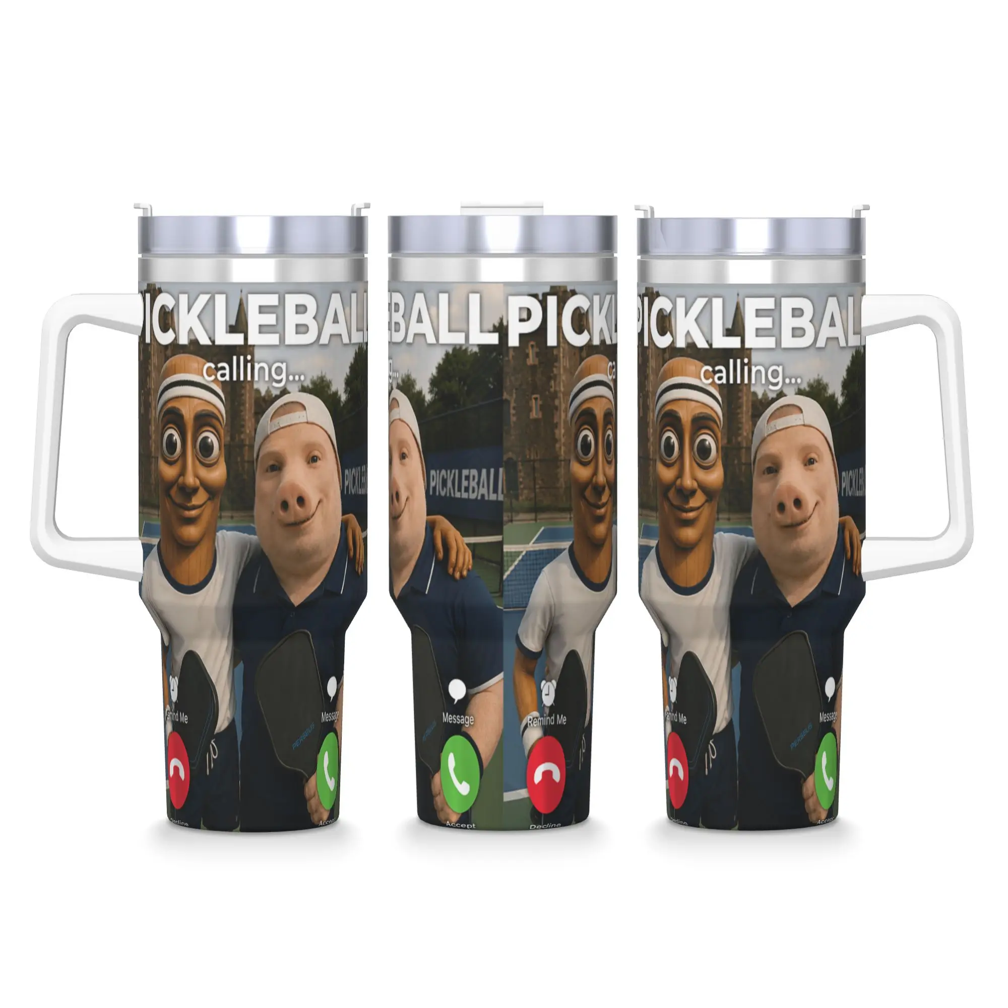 Tung Sahur John Pork Pickleball Calling The Court Waiting Tumbler Cold and Hot Water Bottle Stainless Steel Thermal Cups