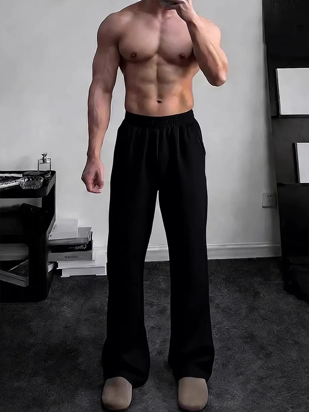 Bla American Sle Fitn Sweatpants Men's Winter Fce Casual Sports Pants Cleanfit Wide Leg Casual Knife Pants