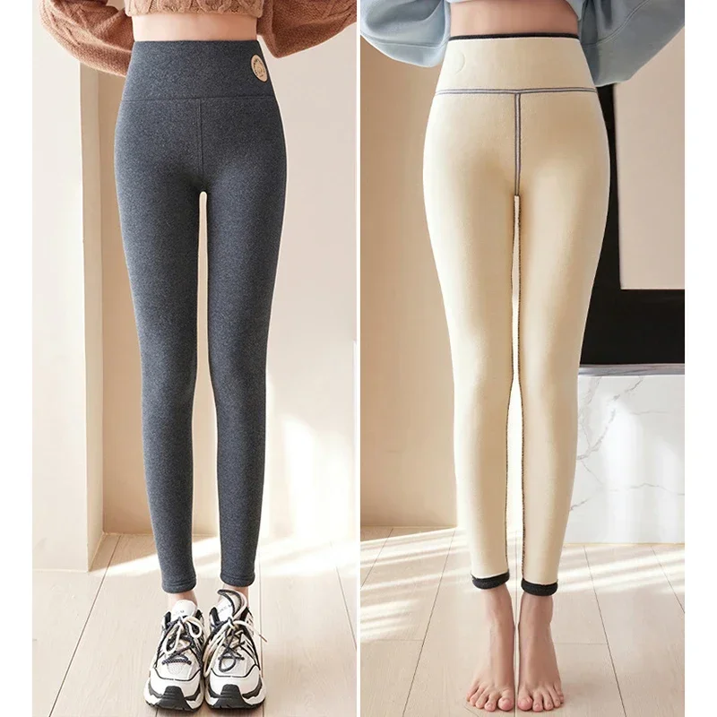 Thicken Plush Thermal Leggings 2026 Winter Women Casual High Waist Tight Stretch Leggings Woman Solid Slimming Warm Cotton Pants