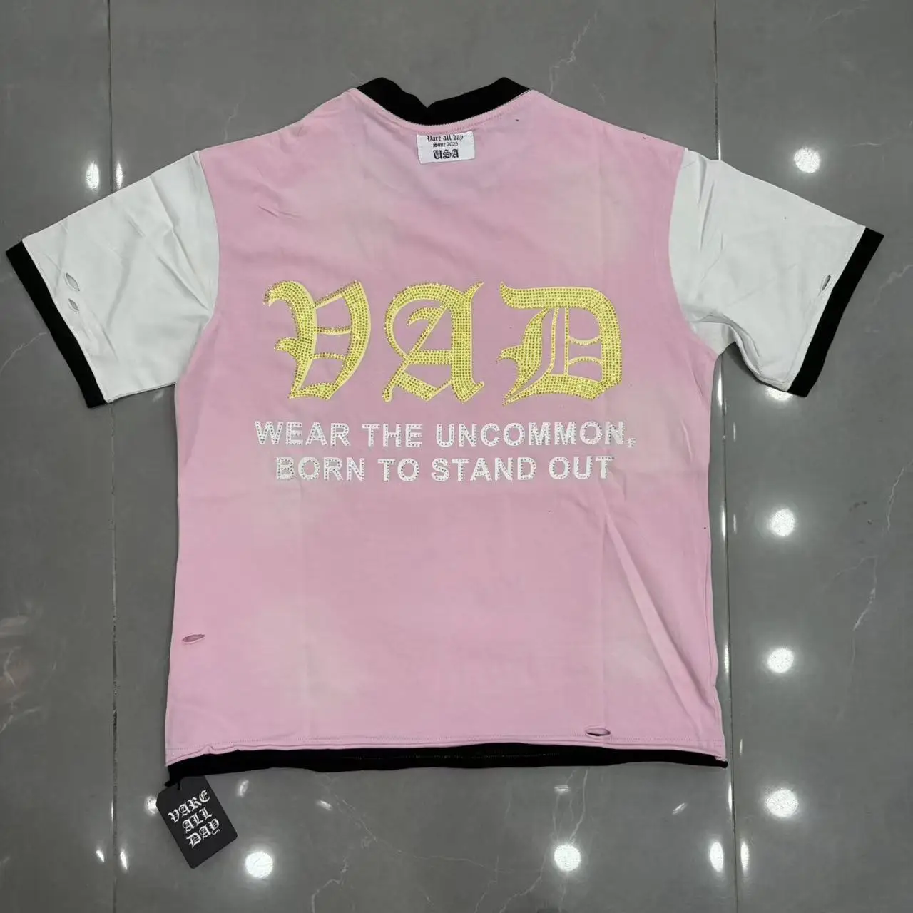 Streetwear Letter Rhinestone Cotton Short Sleeve Tshirts for Men and Women Harajuku Hip Hop Loose Shinning Diamond Tees Oversize image 2