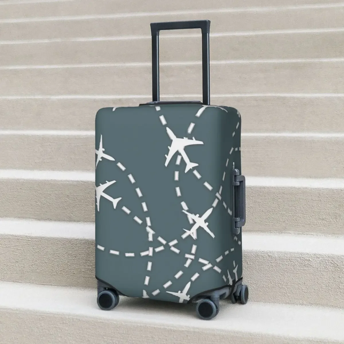 Flight Routes Graphic Suitcase Cover Plane Lines Travel Protection Flight Fun Luggage Accesories