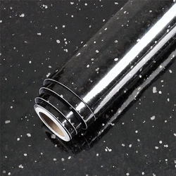 Waterproof Oil-proof  Black Quartz Stone Marble Wallpaper Contact Paper PVC Self Adhesive Bathroom Kitchen Countertop  Decor