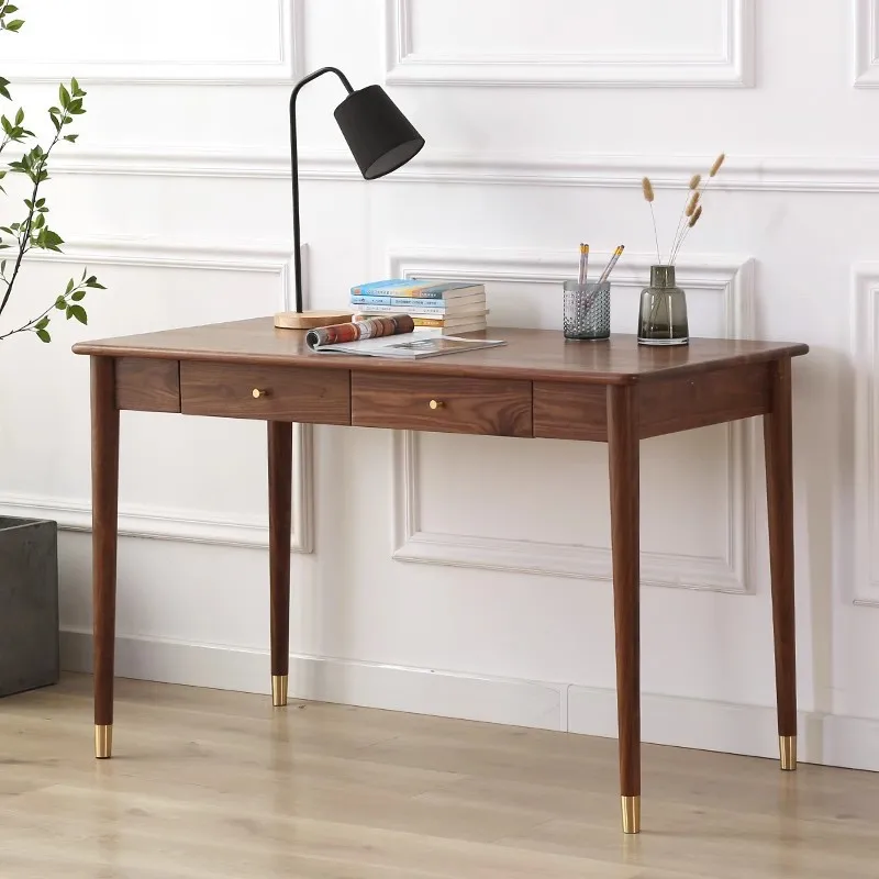 Настраиваемый письменный стол Современный простой компьютерный стол из черного ореха Небольшая квартира Гостиная Дом