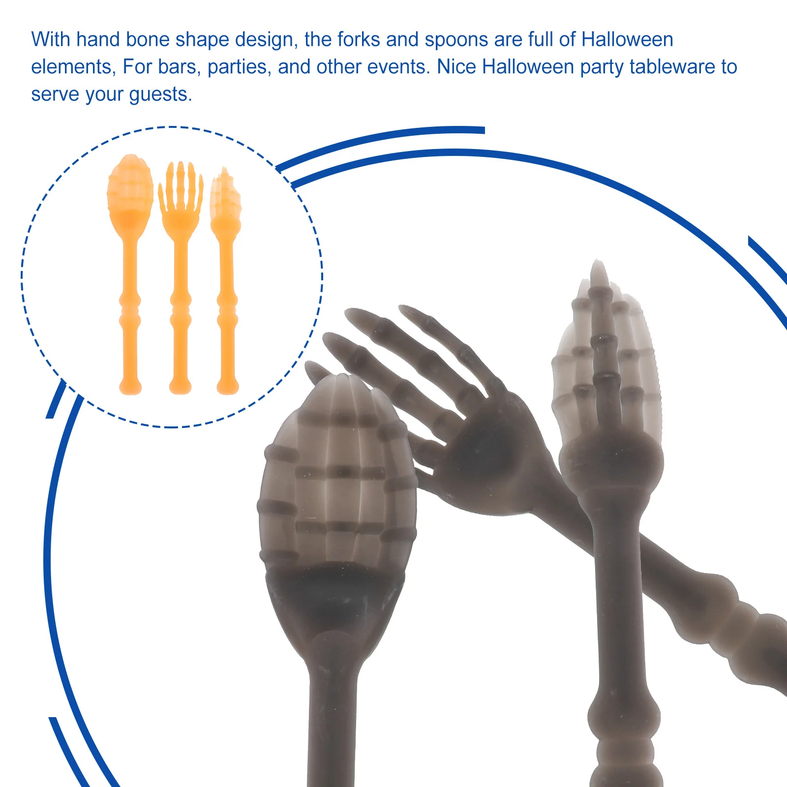 

2 комплекта силиконовой посуды на Хэллоуин, креативная ручная кость, вилка, ложка, декоративные принадлежности для вечеринок, кухня, столовая, бар