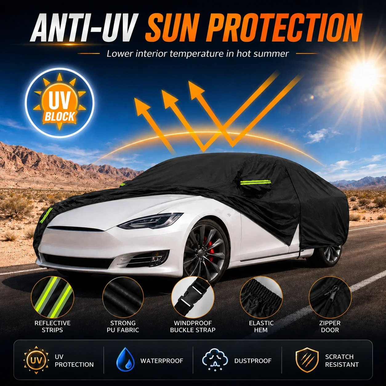 For Geely ATLAS L Outdoor Full Car Cover Waterproof Snowproof Dustproof UV Protection Reflective Strip