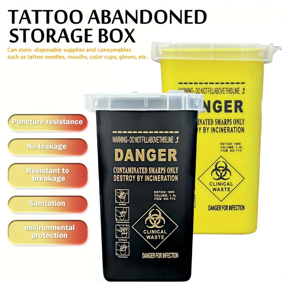 Tattoo Artist Waste Box Plastic Medical Supplies Container Tattoo Piercing Needles Disposal Sharps Container Tattoo Supplies