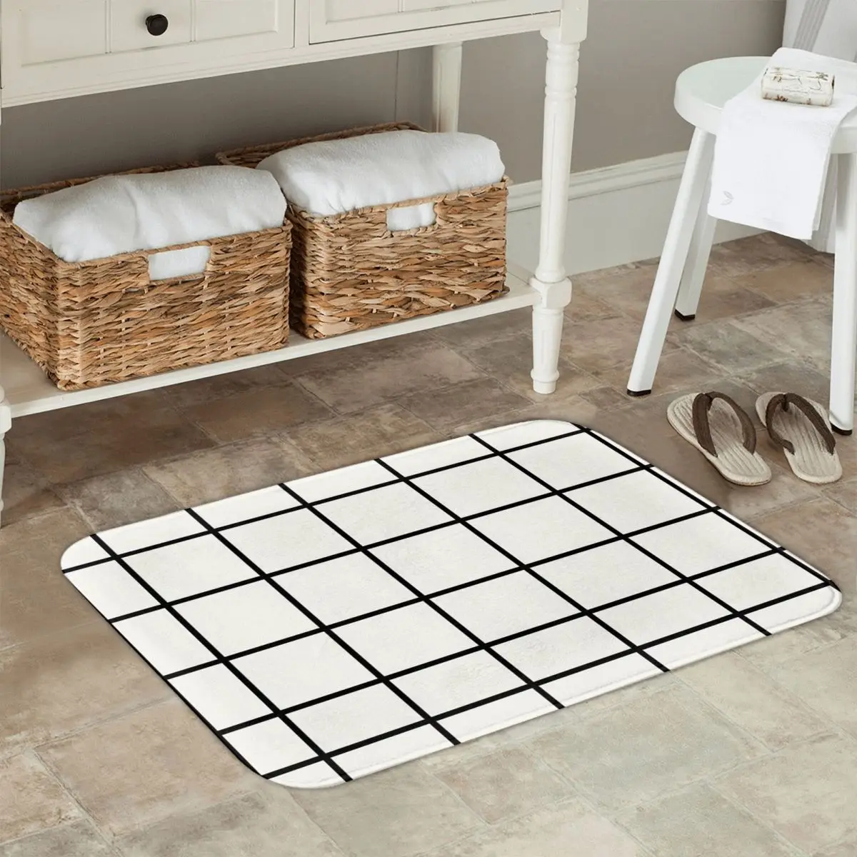 

Нескользящий коврик с художественным клетчатым принтом, напольный коврик, противоизносный ковер для кухни, входа, дома, балкона, коврики для ног