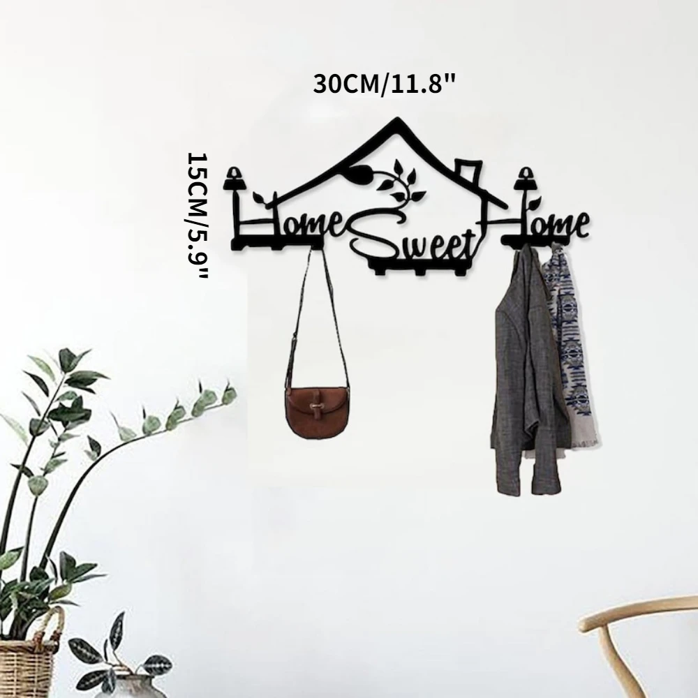 Modern Wall Mounted Coat Rack Home Sweet Home - Modern Coat Rack,Wall Hooks, Entryway Decor,Entryway Wall Hooks