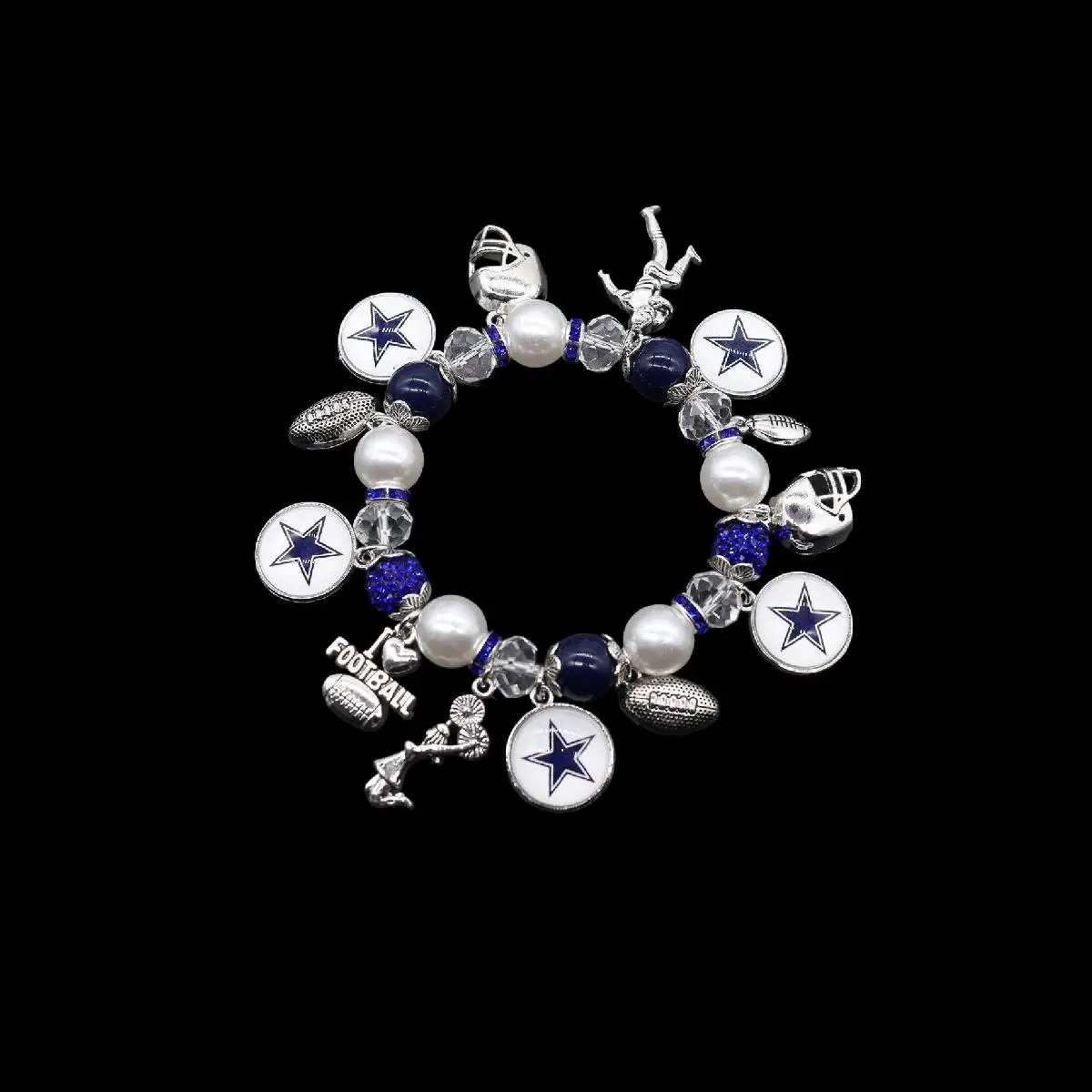 مطاطا حبة قلادة أساور كرة القدم سوار الرجال النساء سانت مجوهرات اكسسوارات مروحة هدية #4