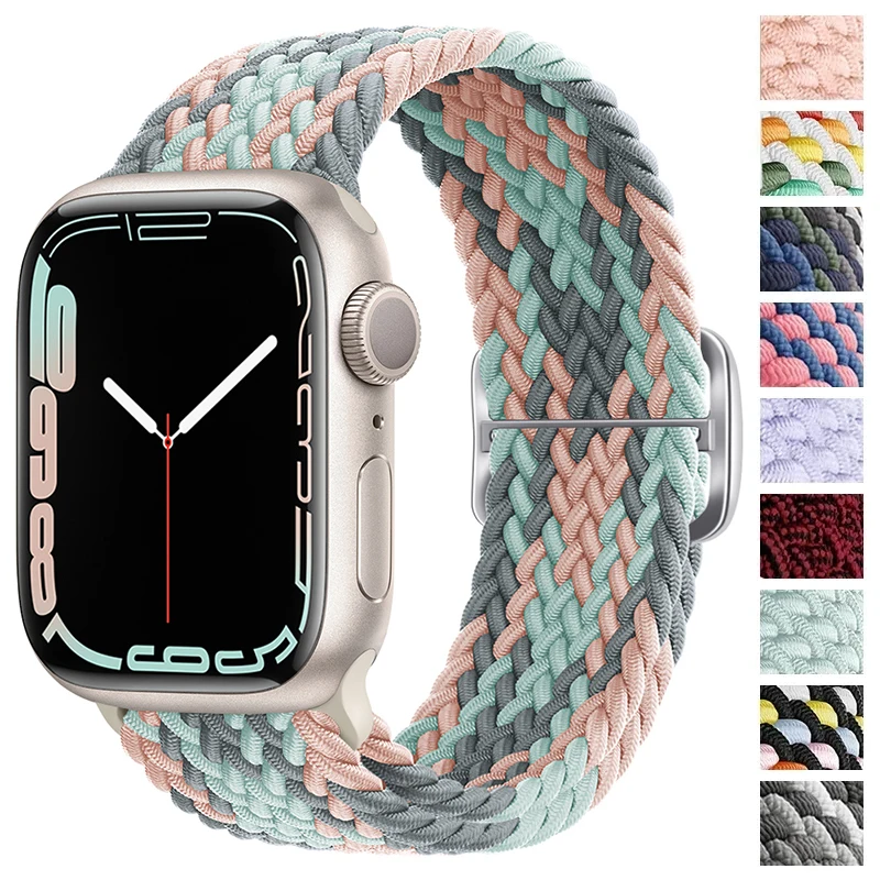 Braided Solo Loop For Apple watch Ultra band 40mm 44mm 41mm 38mm 49mm 45mm Elastic Nylon bracelet iWatch series 9 8 7 3 se strap