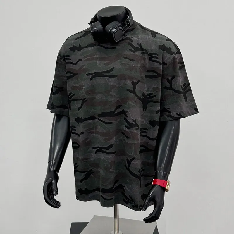 2025 men's American trend personality camouflage short-sleeved T-shirt