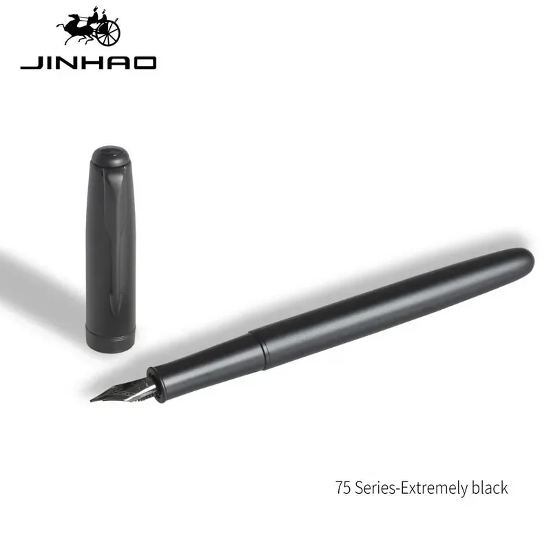 Jinhao-Caneta-tinteiro de metal, preto, vermelho, luxo, canetas elegantes, ponta de 0,5mm, canetas de tinta, escrita, escola, material de escritório, papelaria, 75