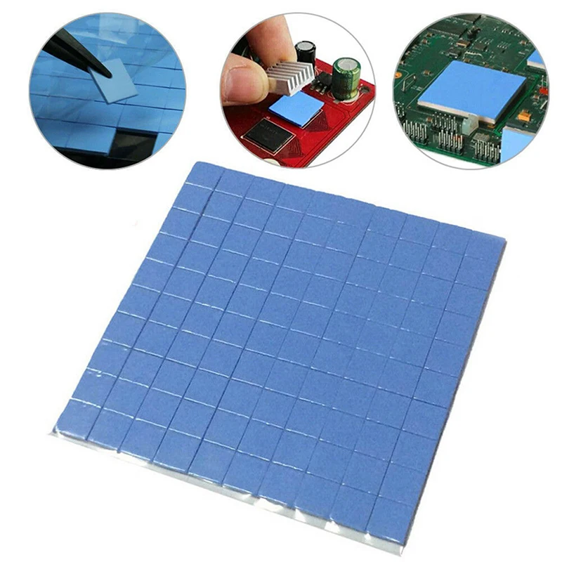 Blue 100mmx100mmx1mm GPU CPU Heatsink Cooling Thermal Conductive Silicone Pad