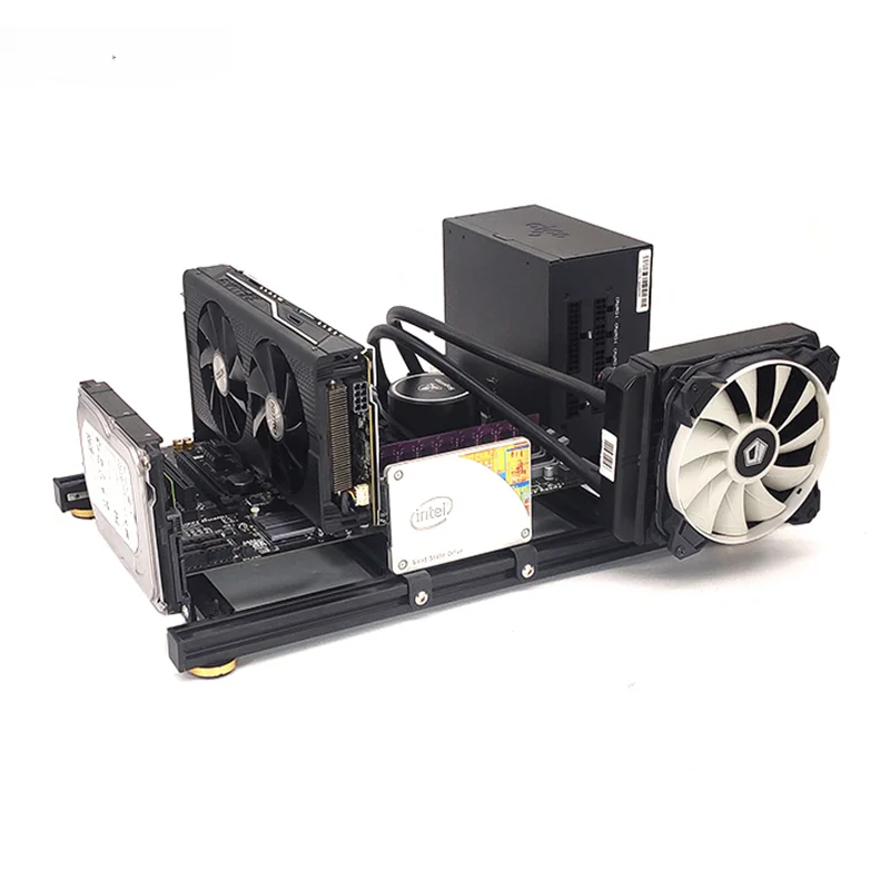 Minicaja de PC personalizada, Marco abierto ITX MATX ATX, bastidor del chasis de ordenador Horizontal, refrigeración por agua, bricolaje, armario de escritorio