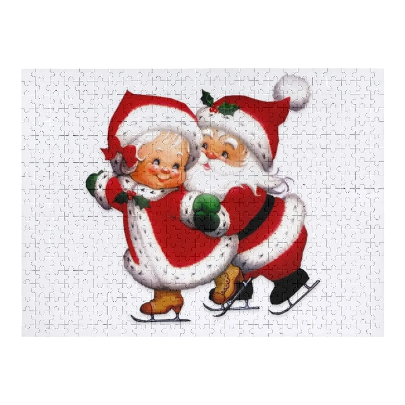 

Santa And Mrs. Claus Ice Skating Jigsaw Puzzle Wooden Adults Custom Child Puzzle