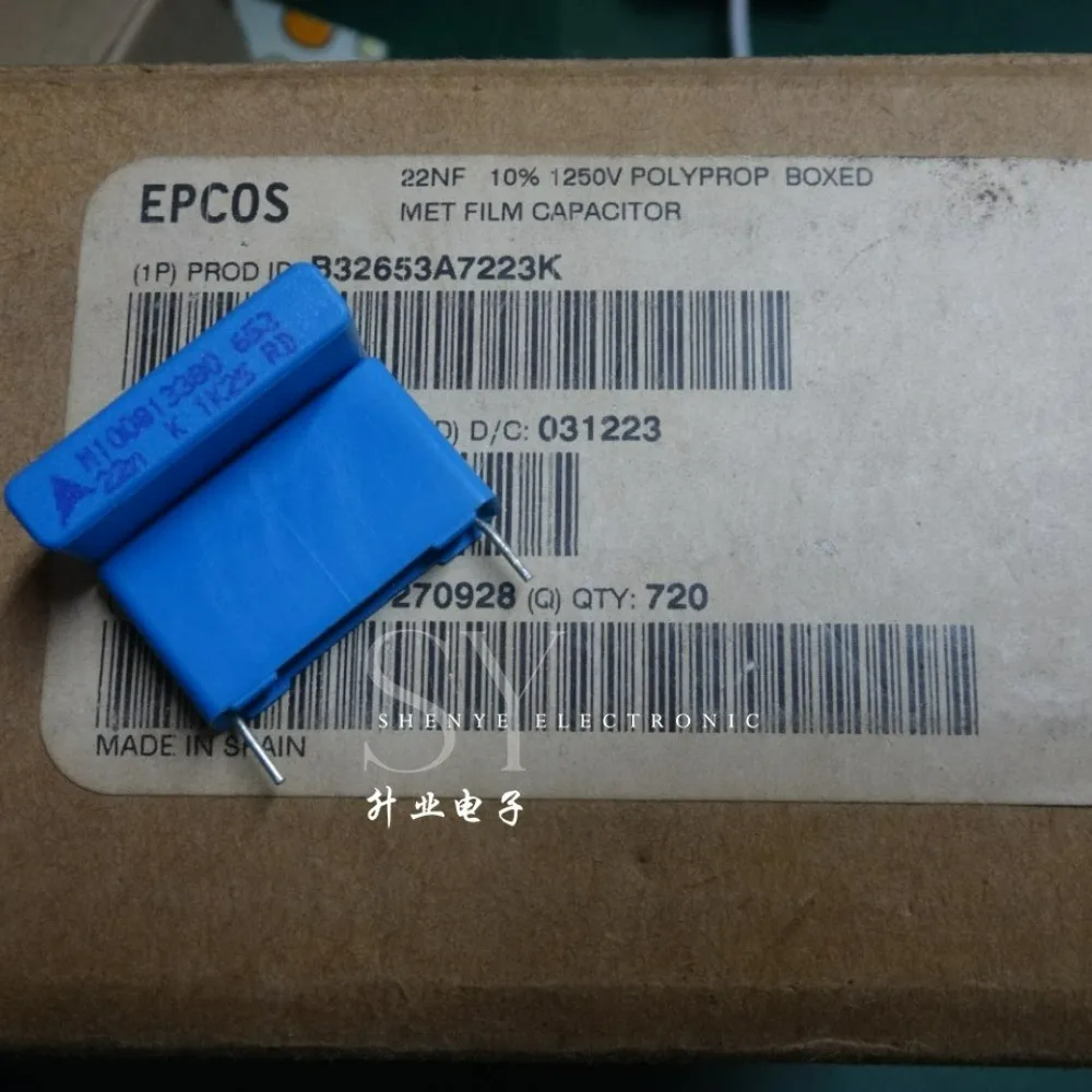 5pcs/lot EPCOS 0.022uf 1250v 22nf 223 K Brand New 22.5mm Film Capacitor B32653A7223K