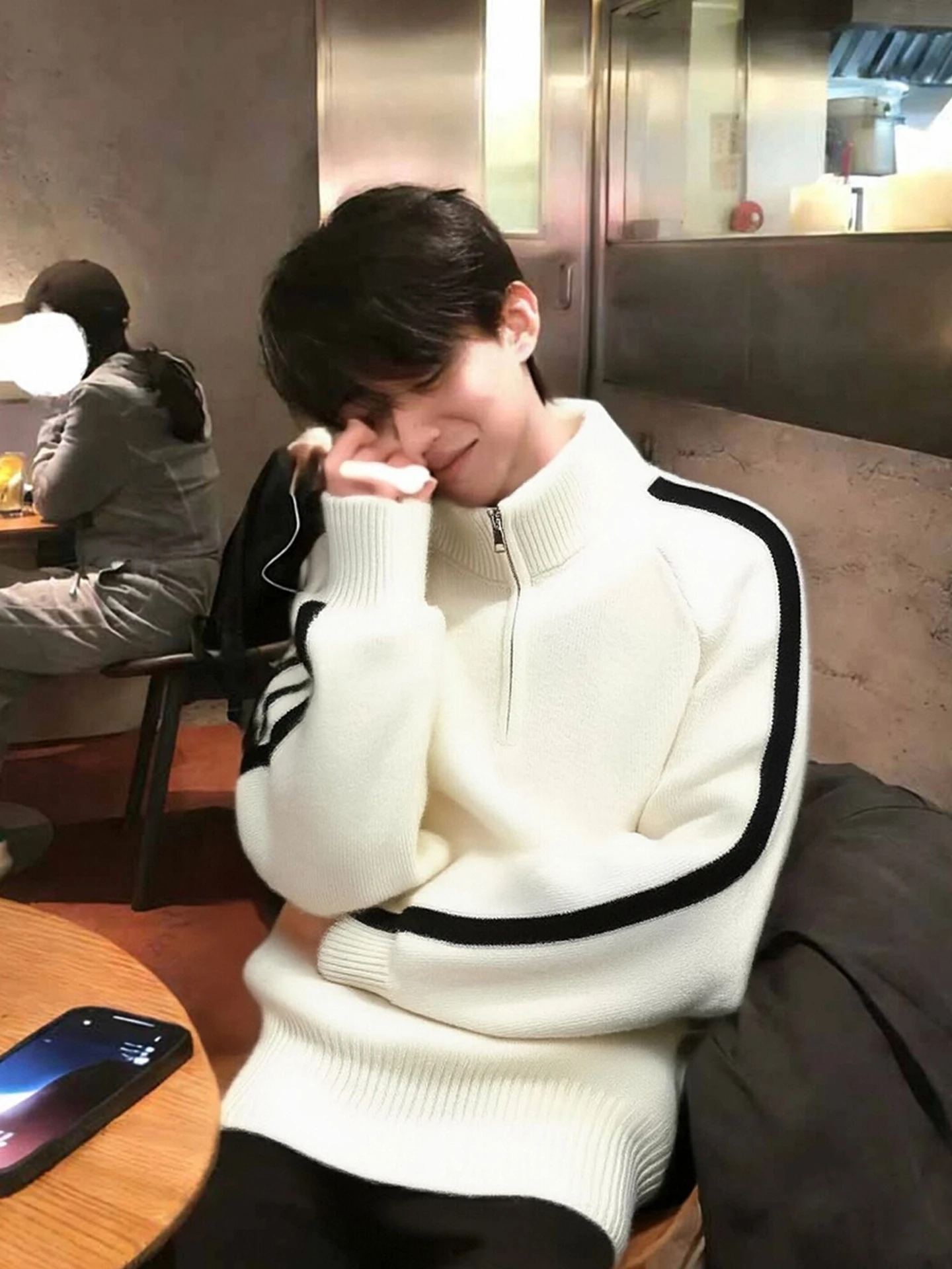 

Мужской вязаный свитер на молнии с флисовой подкладкой, повседневный зимний свитер-свитшот для подростков и молодежи