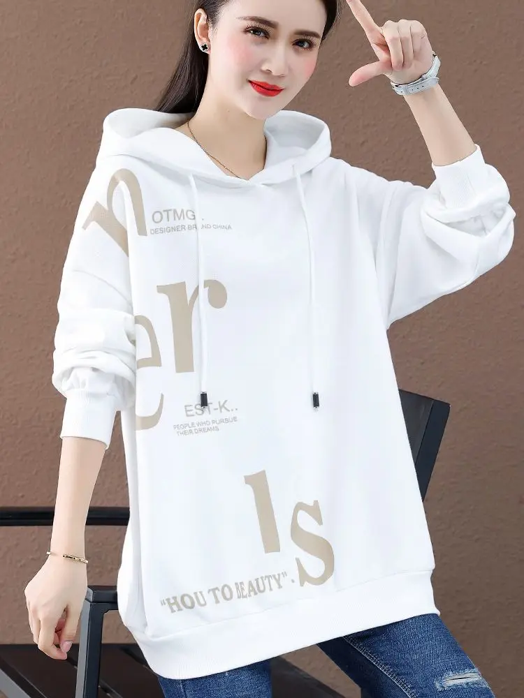 FAVRE Personality Letter Print Sweatshirts Womens Fashion Loose Pullovers Spring Autumn Hoodies Y2K Korean Version Casual Tops