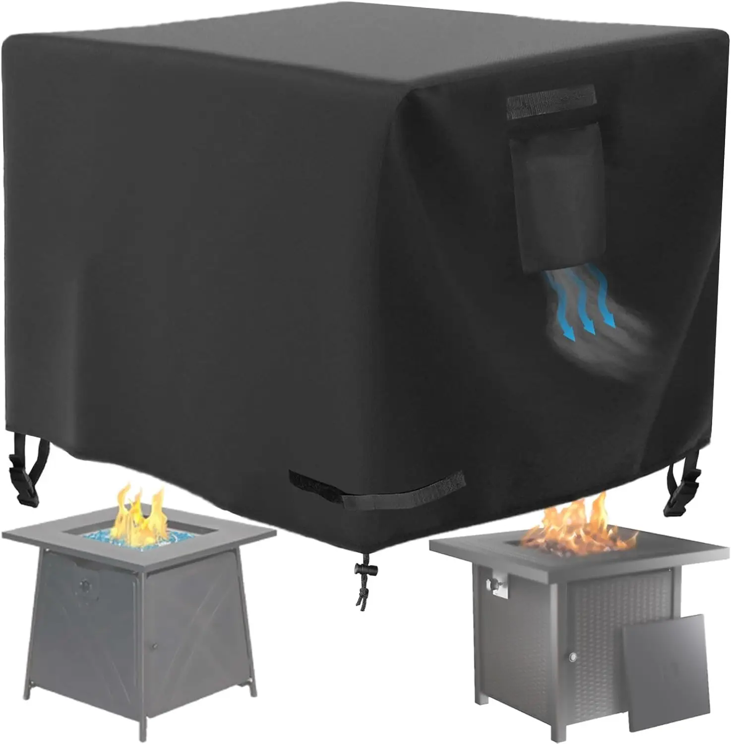 

Водонепроницаемый чехол для костровой чаши 28x28 дюймов, сверхпрочный защитный чехол 600D для газовых столиков-очагов на террасе, для пропановых костровых чаш