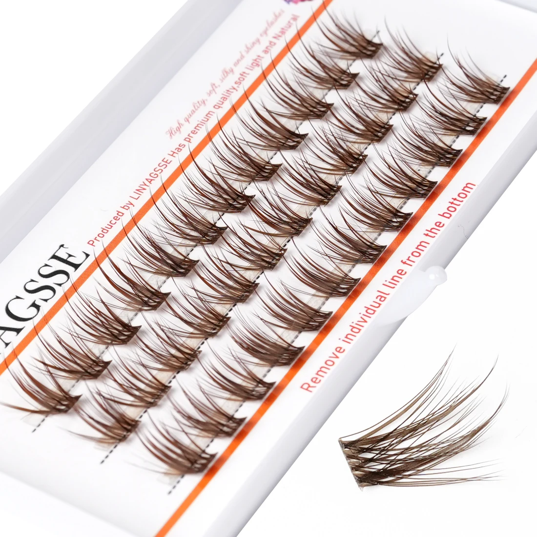 LINYAGSSE LN2350 Braune Wimpern Super Cluster Wimpernverlängerung Natürliche Nerz-Wimpern Einzelwimpern Make-up-Tools Wimpern Volumen