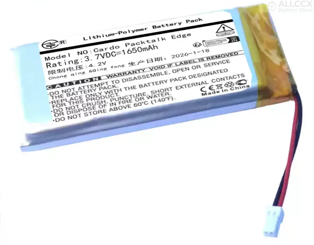 ALLCCX 3.7V 1650mAh Replacement Battery for Cardo Packtalk Edge BAT00014 Headphone battery