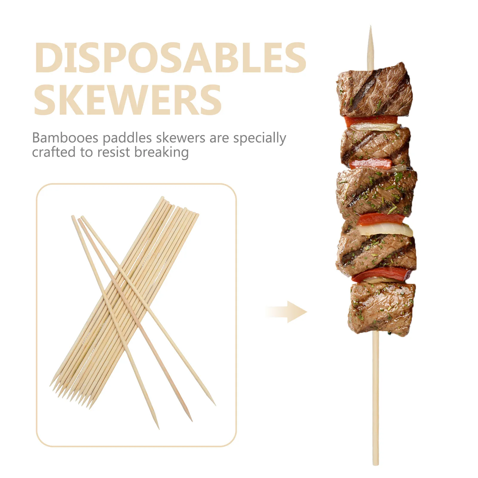 

100 бамбуковых шампуров для гриля, 20 дюймов, для шашлыка, закусок, фруктов, мяса, смузи, коктейлей, бранчей, шоколада