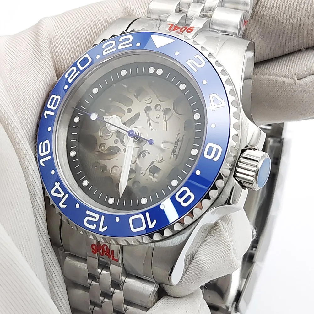 Мужские автоматические механические часы из нержавеющей стали, повседневные деловые, водонепроницаемые, 40 мм, NH70, мужские часы с сапфировым стеклом