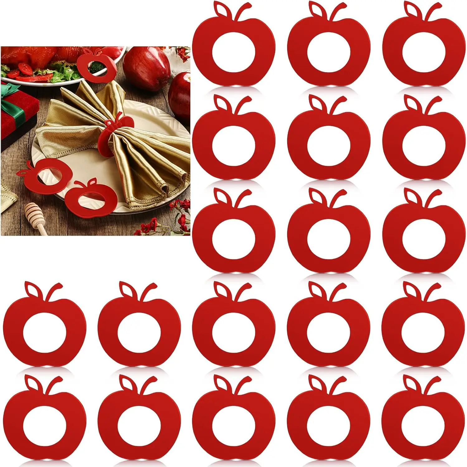 

Rosh Hashanah Decoration Napkin Rings Red Apple Ornament Jewish New Year Napkin Holder for Napkins Kitchen