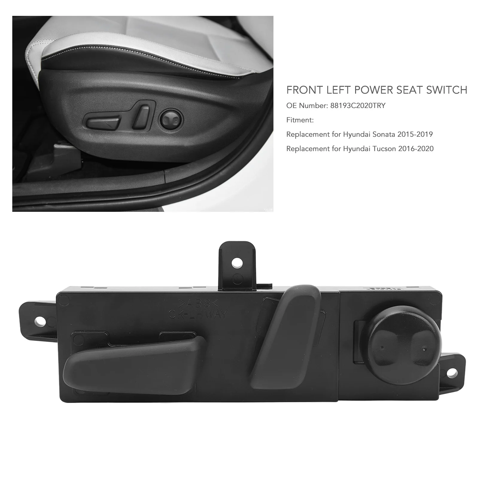 

Car Front Left Power Seat Switch 88193C2020TRY Driver Seat Control Adjuster Switch Replacement for Hyundai Sonata Tucson