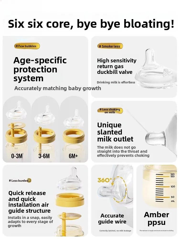 Wide-mouth Gravity Ball Bottle Anti-flatulence for Babies Over 0 To 3-6 Months, Newborn Babies Are Resistant To Falling