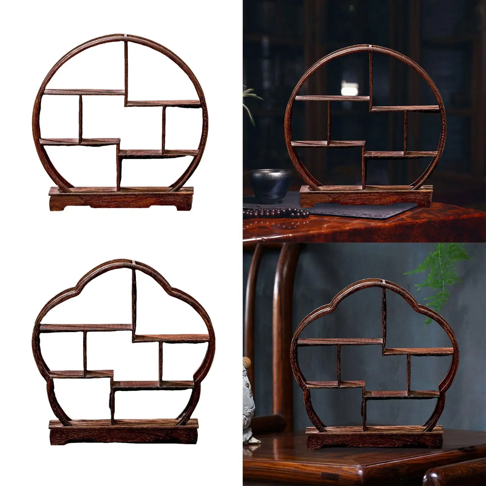 상업용 찻집 장식품을 위한 나무 진열대 차 세트 보관 랙