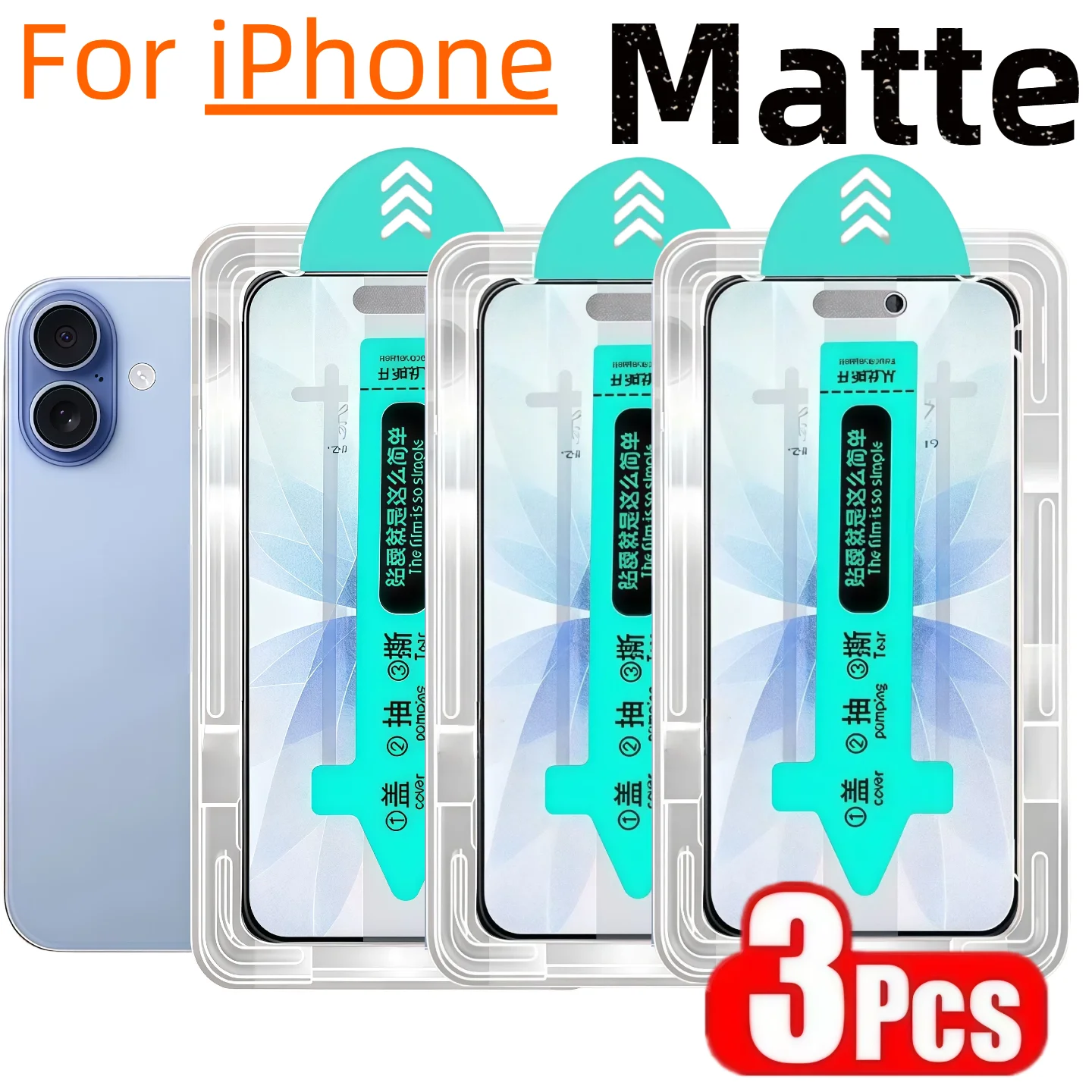 

3PCS Matte HD Tempered Glass Screen Protector for iPhone 17/16/15/14/13 pro Max plus Dust-Free Bubble-Free Clear Protection